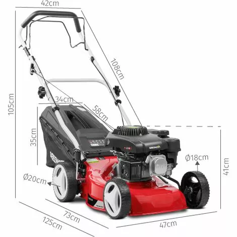 Tondeuse à Gazon à Essence, Moteur 4 Temps 132cc 4.5hp, Largeur De Coupe 41 Cm, Hauteur De Coupe 25-75mm Réglable 7 Positions, Panier 45L, Collecte 2 En 1 - Greencut GLM590X 3 Tondeuse à Gazon à Essence, Moteur 4 Temps 132cc 4.5hp, Largeur De Coupe 41 Cm, Hauteur De Coupe 25-75mm Réglable 7 Positions, Panier 45L, Collecte 2 En 1 - Greencut GLM590X