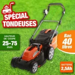 OUTIROR Tondeuse électrique Sans Fil à Batterie Rechargeable - 37 Cm De Largeur De Coupe