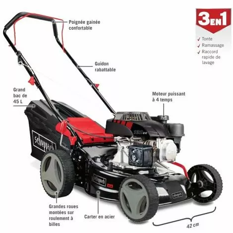 Scheppach - Tondeuse Thermique Poussée 42 Cm Essence 132 Cm3 - MP132-42 4 Scheppach - Tondeuse Thermique Poussée 42 Cm Essence 132 Cm3 - MP132-42 – Image 2