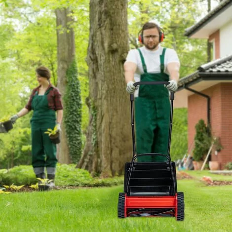 Relaxdays Tondeuse Manuelle Gazon, Avec Bac De Ramassage, Réglage Hauteur De Coupe, Largeur Découpe 29,5 Cm, Noir/rouge 5 Relaxdays Tondeuse Manuelle Gazon, Avec Bac De Ramassage, Réglage Hauteur De Coupe, Largeur Découpe 29,5 Cm, Noir/rouge – Image 3