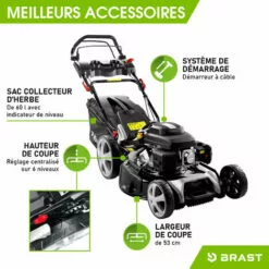 Tondeuse Thermique Tractée 53cm 224cc 2.800 Trs/min 7cv Moteur De Marque 4 Temps 60l Réglage Central 30-80mm, Capot En Tôle En Acier, 4 En 1 - 21224 POWER De Brast 9 Tondeuse Thermique Tractée 53cm 224cc 2.800 Trs/min 7cv Moteur De Marque 4 Temps 60l Réglage Central 30-80mm, Capot En Tôle En Acier, 4 En 1 - 21224 POWER De Brast -Tondeuse Et Accessoires Boutique 32162606 3