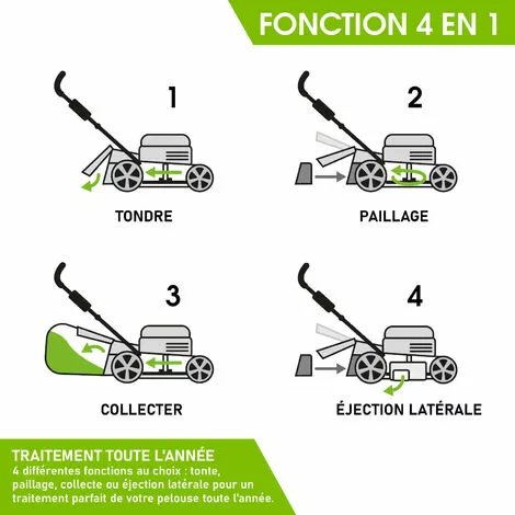 Tondeuse Thermique Tractée 53cm 224cc 2.800 Trs/min 7cv Moteur De Marque 4 Temps 60l Réglage Central 30-80mm, Capot En Tôle En Acier, 4 En 1 - 21224 POWER De Brast 6 Tondeuse Thermique Tractée 53cm 224cc 2.800 Trs/min 7cv Moteur De Marque 4 Temps 60l Réglage Central 30-80mm, Capot En Tôle En Acier, 4 En 1 - 21224 POWER De Brast – Image 4