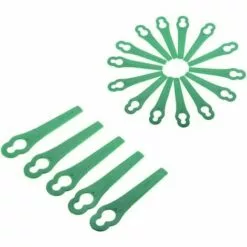 LITZEE 60 Pcs Green Plastic Edge Trimmer,Plastic Lawnmower Blades,Plastic Trimmer Blades,Lawn Mower Accessories