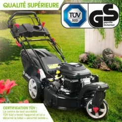 Tondeuse Thermique Autotractée 3 Roues 360° TRIKE ESTART SPEED 224cc 7cv 53cm 60 L Dem. él. Vitesse D'entraînement Triple Réglable Acier Propulsion Arrière De La Marque Française GT - BRAST