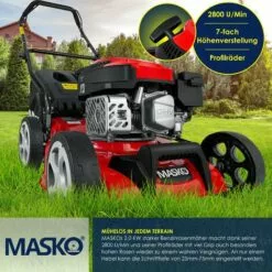 MASKO® Tondeuse à Essence 5 En 1 Roue Motrice Fonction De Nettoyage EasyClean Fonction Mulching Éjection Latérale Largeur De Coupe élevée Réglage De La Hauteur De Coupe Sur 8 Positions | Moteur 4 Temps | Bac De Ramassage, Rouge Noir, Schnittbreite 42cm (d 10 MASKO® Tondeuse à Essence 5 En 1 Roue Motrice Fonction De Nettoyage EasyClean Fonction Mulching Éjection Latérale Largeur De Coupe élevée Réglage De La Hauteur De Coupe Sur 8 Positions | Moteur 4 Temps | Bac De Ramassage, Rouge Noir, Schnittbreite 42cm (d -Tondeuse Et Accessoires Boutique 54827847 4