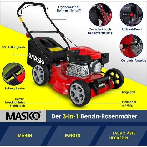 MASKO® Tondeuse à Essence 5 En 1 Roue Motrice Fonction De Nettoyage EasyClean Fonction Mulching Éjection Latérale Largeur De Coupe élevée Réglage De La Hauteur De Coupe Sur 8 Positions | Moteur 4 Temps | Bac De Ramassage, Rouge Noir, Schnittbreite 42cm (d 7 MASKO® Tondeuse à Essence 5 En 1 Roue Motrice Fonction De Nettoyage EasyClean Fonction Mulching Éjection Latérale Largeur De Coupe élevée Réglage De La Hauteur De Coupe Sur 8 Positions | Moteur 4 Temps | Bac De Ramassage, Rouge Noir, Schnittbreite 42cm (d – Image 5