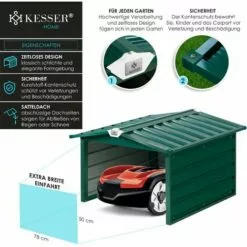 KESSER® Toit à Deux versants De Garage Pour Tondeuse | Toiture | Carport | Abri En Métal Pour Tondeuse à Gazon, Robot à Gazon, Tondeuse Automatique De Jardin | Résistant Aux Intempéries | Garage Pour Tondeuse Robot Avec Matériel De Montage, Vert -Tondeuse Et Accessoires Boutique 54941672 3