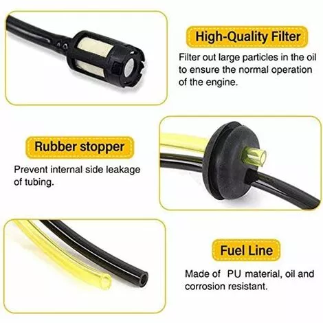 SUPERMARKET Kit De Filtre à Essence Universel Joint Tuyau D'Essence Universel De Rechange Pour Débroussailleuse Tondeuse À Gazon Tronconneuse Taille-Haie Élagueur,Superma,noir,4 Pièces 5 SUPERMARKET Kit De Filtre à Essence Universel Joint Tuyau D'Essence Universel De Rechange Pour Débroussailleuse Tondeuse À Gazon Tronconneuse Taille-Haie Élagueur,Superma,noir,4 Pièces – Image 3