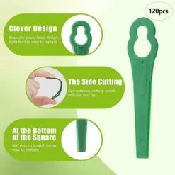 HKLFFJA 120pcs Lames En Plastique De Rechange Pour Coupe Bordure Lame De Tondeuse à Gazon Lames Pour Débroussailleuse Sans Fil Lames De Coupe De Remplacement Pour Jardin Pelouse (Vert) -Tondeuse Et Accessoires Boutique 57020312 3