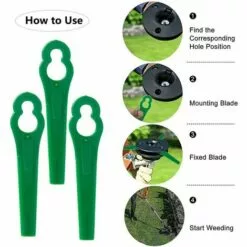 HKLFFJA 120pcs Lames En Plastique De Rechange Pour Coupe Bordure Lame De Tondeuse à Gazon Lames Pour Débroussailleuse Sans Fil Lames De Coupe De Remplacement Pour Jardin Pelouse (Vert) -Tondeuse Et Accessoires Boutique 57020507 4
