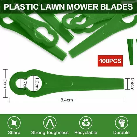 FVBJD Lames En Plastique De Rechange Pour Coupe-Bordures, 100 Lames De Rechange En Plastique Lames Plastique Lames De Tondeuse Pour Jardin Pelouse Tondeuse Accessoires(Vert) 5 FVBJD Lames En Plastique De Rechange Pour Coupe-Bordures, 100 Lames De Rechange En Plastique Lames Plastique Lames De Tondeuse Pour Jardin Pelouse Tondeuse Accessoires(Vert) – Image 3