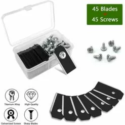 MACARON Lames De Rechange En Titane, 45 Pièces Lames En Titane, Lame Robot Tondeuse, Lames De Couteau En Titane Noir, Lame Tondeuse De Rachange, Pour Husqvarna Automower Gardena Robot Tondeuse Avec 45 Vis LO-Ron -Tondeuse Et Accessoires Boutique 60657015 3