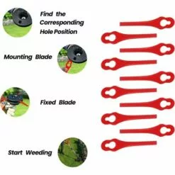 FVBJD Lot De 100 Tondeuse à Gazon En Plastique Lames, Lames De Rechange Pour Coupe Bordure, Pelouse Tondeuse Accessoires, Lames Plastique Rechange, Gros Trou 10mm Petit Trou 5mm (R100) -Tondeuse Et Accessoires Boutique 61286896 3