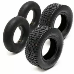 WILTEC Lot 2x Pneus 2x Chambres Air Tondeuse Autoportée 16x6.50-8 4PR Valve Coudée Chariot Diable Brouette