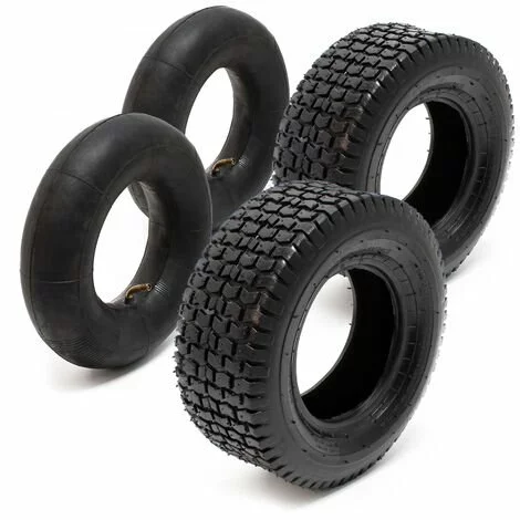WILTEC Lot 2x Pneus 2x Chambres Air Tondeuse Autoportée 18x8.50-8 4PR Valve Coudée Chariot Diable Brouette 3 WILTEC Lot 2x Pneus 2x Chambres Air Tondeuse Autoportée 18x8.50-8 4PR Valve Coudée Chariot Diable Brouette