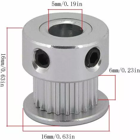 OSQI Lot De 10 Poulies Synchrones GT2 Avec 20 Dents D'imprimante 3D, Alésage 5 Mm, Largeur 6 Mm 5 OSQI Lot De 10 Poulies Synchrones GT2 Avec 20 Dents D'imprimante 3D, Alésage 5 Mm, Largeur 6 Mm – Image 3