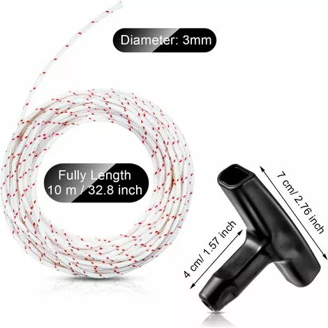 PERLE RARE Cordon De Démarrage à Rappel 10 M 3.0mm Cordon De Traction Avec Poignée De Démarrage 3 Pièces Pour Pièces De Tondeuse à Gazon Moteur De Débroussailleuse 4 PERLE RARE Cordon De Démarrage à Rappel 10 M 3.0mm Cordon De Traction Avec Poignée De Démarrage 3 Pièces Pour Pièces De Tondeuse à Gazon Moteur De Débroussailleuse – Image 2