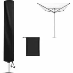 PESCE Housse De Protection Pour Séchoirs Parapluie , Tissu Oxford 420D Housse Étanche De Pour Séchoir De Jardins Cordes à Linge Rotatives, Ronde, 160x15x15cm (Noir)