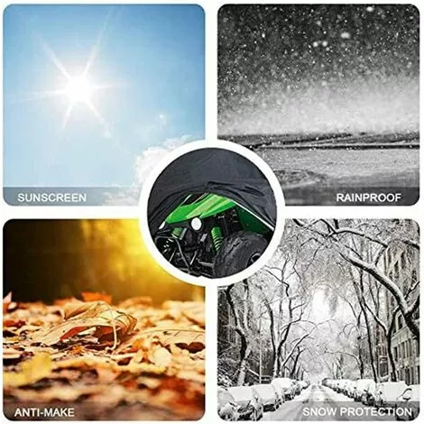 HKLFFJA Housse De Voiture De Moto Noire 210D Oxford Cloth Heavy Duty Quad Bike Cover All Weather Outdoor Motorcycle Scooter Covers ATV Cover - 4 HKLFFJA Housse De Voiture De Moto Noire 210D Oxford Cloth Heavy Duty Quad Bike Cover All Weather Outdoor Motorcycle Scooter Covers ATV Cover - – Image 2